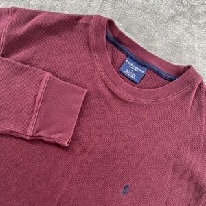 Polo Ralph Lauren Shirt Mens XL Maroon Waffle Knit Thermal Sleepwear Long Sleeve